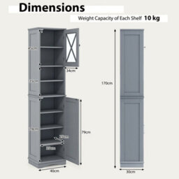 Tall Bathroom Cabinet Freestanding Storage Cabinet Grey - thumbnail 2