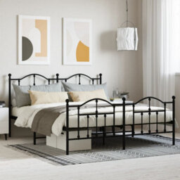 Berkfield Metal Bed Frame With Headboard And Footboard Black 180X200 Cm - thumbnail 1