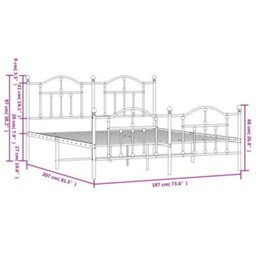 Berkfield Metal Bed Frame With Headboard And Footboard Black 180X200 Cm - thumbnail 9