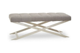 Buttercup Farm Gilden Bench With Cross Base - Metal/wood/textile - L44 X W120 X H45 Cm - Silver/grey - thumbnail 1
