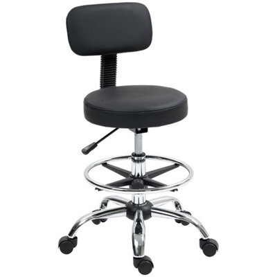 Faux Leather Draughtsman Chair With Adjustable Height And Footrest Black - image 1