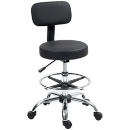 Faux Leather Draughtsman Chair With Adjustable Height And Footrest Black