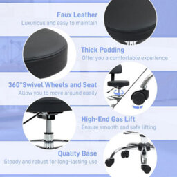 Faux Leather Draughtsman Chair With Adjustable Height And Footrest Black - thumbnail 3