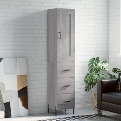 Berkfield Highboard Grey Sonoma 34.5X34X180 Cm Engineered Wood - image 1