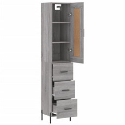 Berkfield Highboard Grey Sonoma 34.5X34X180 Cm Engineered Wood - thumbnail 4