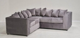 Plush Velvet Grey Duel Arm Large Corner Sofa