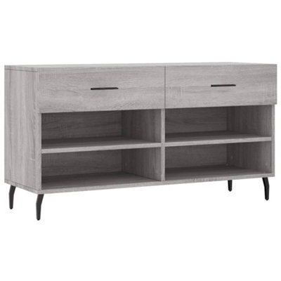 Berkfield Industrial Shoe Bench Grey Sonoma 102X35X55 Cm Engineered Wood - image 1