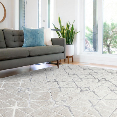 Lattice Geometric Modern Cotton Backing Rug For Living Room Bedroom And Dining Room-240Cm X 340Cm - image 1