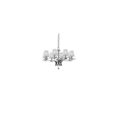 Ideal Lux Pegaso  8 Light Crystal Multi Arm Chandelier Chrome, White Finish, E14