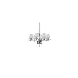 Ideal Lux Luminosa Pegaso 8 Light Crystal Multi Arm Chandelier Chrome, White Finish, E14