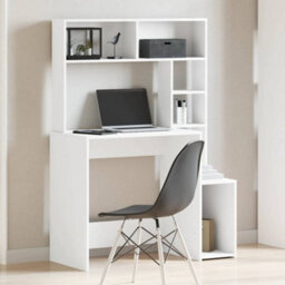 Berkfield Desk With Shelves White 100X45X140 Cm Engineered Wood - thumbnail 3