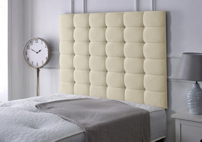 "Slumbre High Cubed Chenille 6Ft Super King 36"" Headboard - Cream"