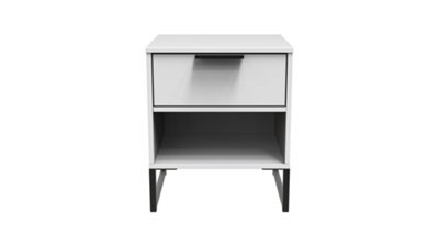 Tamworth Double 1 Drawer Bedside Cabinet In White Matt (Ready Assembled) - image 1