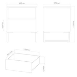 Tamworth Double 1 Drawer Bedside Cabinet In White Matt (Ready Assembled) - thumbnail 6