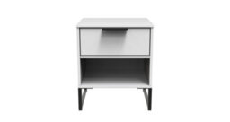 Tamworth Double 1 Drawer Bedside Cabinet In White Matt (Ready Assembled) - thumbnail 1
