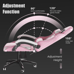 Onemill Ergonomic Gaming And Office Chair With Adjustable Features, Lumbar Support, And Stylish Color Options(Pink-White) - thumbnail 4
