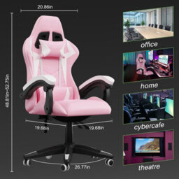 Onemill Ergonomic Gaming And Office Chair With Adjustable Features, Lumbar Support, And Stylish Color Options(Pink-White) - thumbnail 5