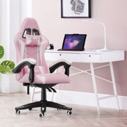 Onemill Ergonomic Gaming And Office Chair With Adjustable Features, Lumbar Support, And Stylish Color Options(Pink-White)