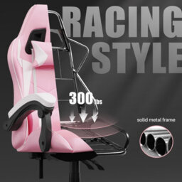 Onemill Ergonomic Gaming And Office Chair With Adjustable Features, Lumbar Support, And Stylish Color Options(Pink-White) - thumbnail 3