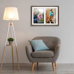 AK Frames 20X14 Walnut Sleek Multi Photo Frame With White Mount - Holds 2 Apertures (2X) A4 Photos - thumbnail 3