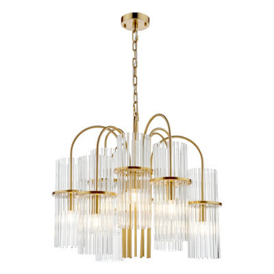 DAR Eniola 9 Light Pendant Natural Brass And Glass - image 1