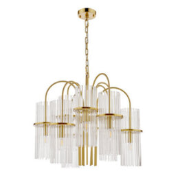 DAR Eniola 9 Light Pendant Natural Brass And Glass - thumbnail 2
