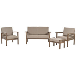 Beliani Garden Lounge Set With Table 4 Seater Manila Certified Acacia Wood Dark Brown - thumbnail 5
