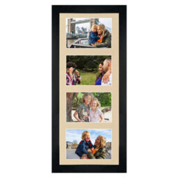 AK Frames 50X20Cm Black Modern Multi Photo Frame With Ivory Mount - Holds 4 Apertures (4X) 6X4 Photos