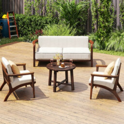 Gainoom Outdoor Side Table Patio End Table Small Round Coffee Table For Garden - thumbnail 3