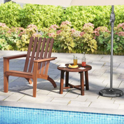 Gainoom Outdoor Side Table Patio End Table Small Round Coffee Table For Garden - thumbnail 4