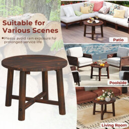 Gainoom Outdoor Side Table Patio End Table Small Round Coffee Table For Garden - thumbnail 8
