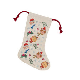 Purely Home Cartoon Cats Christmas Stocking - Novelty Xmas Gift For Cat Lovers Linen-Style Decor With Red Drawstring Ties