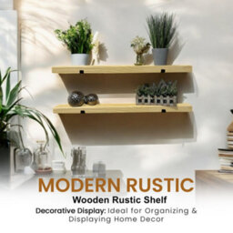 MKGT Narrow Rustic Shelf, 15Cm Deep Solid Wood Wall Shelf With Black Brackets (Antique Pine, 130Cm) - thumbnail 5