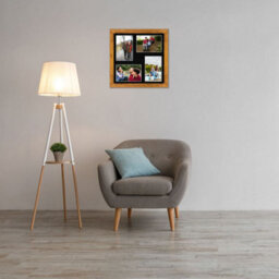 AK Frames 12X12 Rustic Oak Modern Multi Photo Frame With Black Mount - Holds 4 Apertures (4X) 6X4 Photos - thumbnail 3