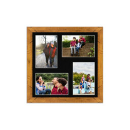 AK Frames 12X12 Rustic Oak Modern Multi Photo Frame With Black Mount - Holds 4 Apertures (4X) 6X4 Photos