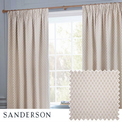 Sanderson Hutton Jacquard Room Darkening Pencil Pleat Curtain Pair Linen (W)229Cm X (D)183Cm - image 1