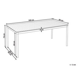 Beliani Garden Dining Table Vallese 180 Cm 90 Cm Acacia Wood Brown - thumbnail 3