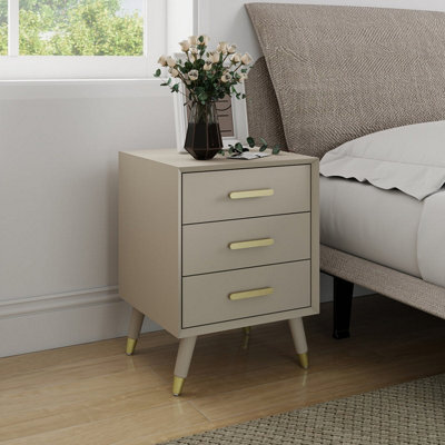 Melody Maison 3 Drawer Bedside Table - Oslo Taupe Range - image 1