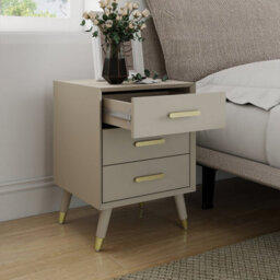 Melody Maison 3 Drawer Bedside Table - Oslo Taupe Range - thumbnail 3