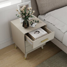 Melody Maison 3 Drawer Bedside Table - Oslo Taupe Range - thumbnail 2