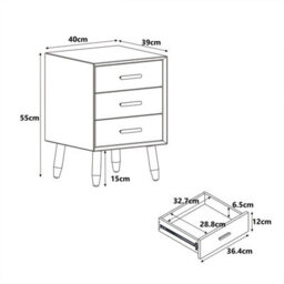 Melody Maison 3 Drawer Bedside Table - Oslo Taupe Range - thumbnail 5