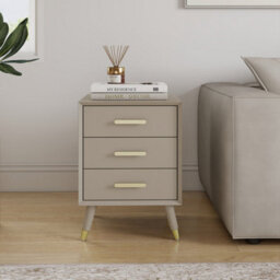 Melody Maison 3 Drawer Bedside Table - Oslo Taupe Range - thumbnail 4