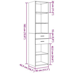 Berkfield Highboard Grey Sonoma 45X42.5X185 Cm Engineered Wood - thumbnail 9