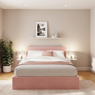 Gfw End Lift Ottoman Bed 150Cm Velvet Blush Pink King Size - image 1