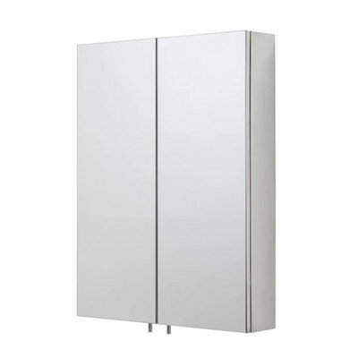Bathroom Cabinet Stainless Steel Double Mirror Doors 67 X 50Cm - image 1