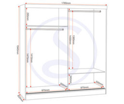 Seconique Nevada 2 Door Sliding Wardrobe With Mirror In Grey Gloss Finish - thumbnail 8