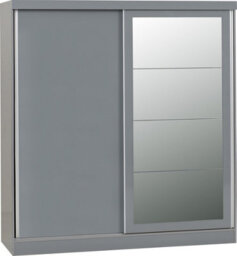 Seconique Nevada 2 Door Sliding Wardrobe With Mirror In Grey Gloss Finish - thumbnail 2