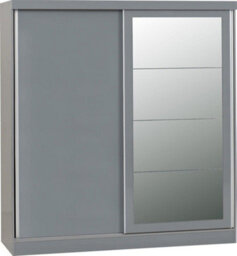 Seconique Nevada 2 Door Sliding Wardrobe With Mirror In Grey Gloss Finish - thumbnail 1