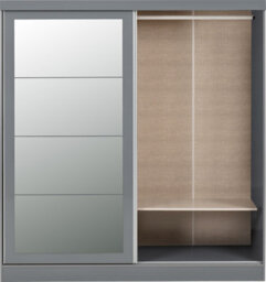 Seconique Nevada 2 Door Sliding Wardrobe With Mirror In Grey Gloss Finish - thumbnail 6