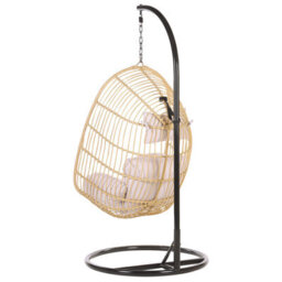Beliani Hanging Chair With Stand Casoli Pe Rattan Natural - thumbnail 5